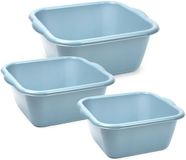 Plasticforte 3x huishoud teilen set - afwasbak - kunststof - 10-15-20 liter - blauw - schoonmaken