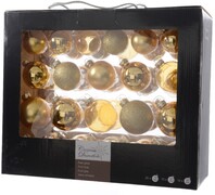 KSD Kerstbal glas gl-mt-glit-tr/assorted/licht goud