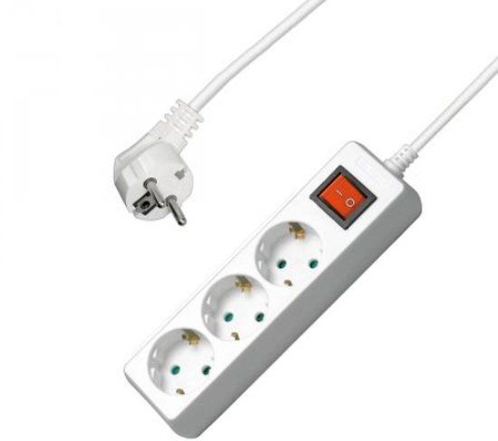 Allteq Stekkerdoos met schakelaar - 3-voudig - 3 meter - Wit