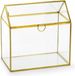 PartyDeco Enveloppendoos or goud huisje - Bruiloft geldbox van glas - 13 x 21 cm