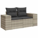 VidaXL 10-delige Loungeset met kussens, poly rattan, lichtgrijs