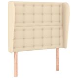 VidaXL Hoofdbord met randen 203x23x78/88 cm stof crèmekleurig