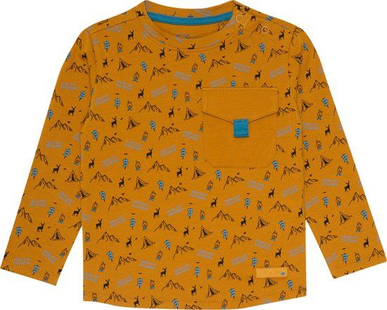 4PRESIDENT Bram-Sand-116 T-shirt Lange mouw Ronde hals Dierenprint Katoen Unisex Kinderen 116 Sand