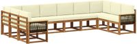 vidaXL - Buiten - bank - set - 10 - st - Natuurlijk - en - Crème - Massief - Acacia - Hout