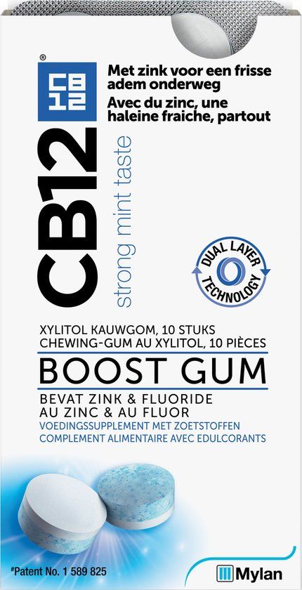 CB12 Mondverzorging Boost Kauwgom - Strong Mint - 10 stuks