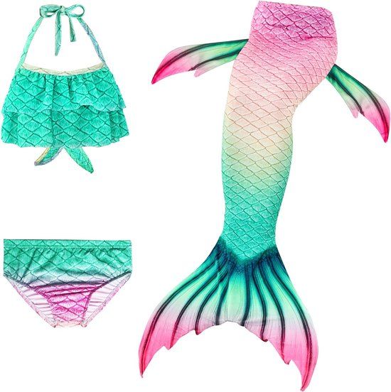 Merkloos / Sans marque Zeemeerminstaart Kinderen Roze Maat 116/122 - Oceans Model - 100% Polyester