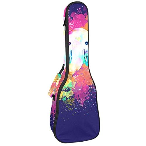 Mersov Concert Ukelele Rugzak, Heavy Duty Ukelele Case Bag met Opslag, Sopraan Concert Tenor Ukelele 10MM Gewatteerde BagBlack SheepsOlifant Achtergrond