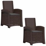 vidaXL Ligstoel Rieten Look Bruin en Antraciet PP