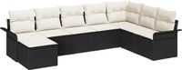 vidaXL Tuinbank - Set - 8 - st - Zwart - poly - rattan