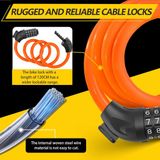 Famanu - Antivols à combinaison 12mm/120CM, antivols de vélo antivol câble avec combinaison à 5 chiffres, antivols câble étanches pour vélo, vélo électrique, poussette, échelles (Orange)