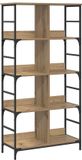 vidaXL Boekenplank - 4-laags - 78,5 x 33 x 153 cm - Metaal - Artisanaal eiken