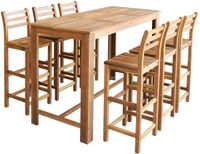 vidaXL 7-delige Bartafel en -stoelenset massief acaciahout