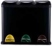 Relaxdays Prullenbak keuken - 3x 8 liter - afvalscheiding - metaal - zwart