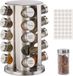 Relaxdays draaibaar kruidenrek, met 20 potjes, 40 labels, 360°, navulbare kruidenpotjes, rvs, kruidencarrousel, zilver