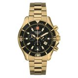 Swiss Alpine Military 7040.9117 Heren Polshorloge - Goudkleurig/Zwart - Staal - Kwarts - 10 ATM