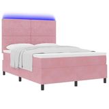 vidaXL Lit à ressort LED avec matelas Rose 140 x 190 cm Velours