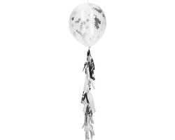 Folat Party Products Ballonnen met Sterren Confetti 30cm en Tassel Slinger Zilver - 3 stuks