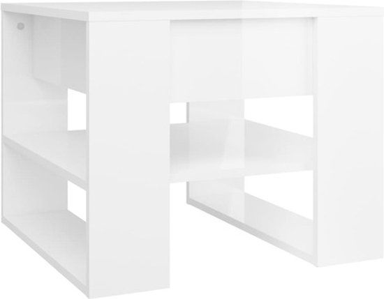 vidaXL Salontafel 55,5x55x45 cm bewerkt hout hoogglans wit