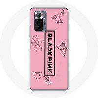 Maniacase Hoesje voor Xiaomi Redmi Note 10 Pro Blackpink Signature Members Born Pink Logo Zwart Roze Achtergrond