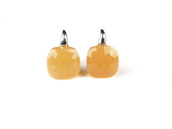 Zilveren oorringen dames geel - model New Trend - 925 zilver - gele steen