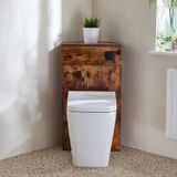 Hudson Reed WC-Ombouw Hoekmontage Moderne Donkere Eik met Zwarte Spoelknop met Reservoir en Sandford Staand Toilet | Cluo