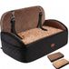 Gimars Honden Autostoel Omkeerbaar Lang/Kort Pluche Voor Kleine/Middelgrote Honden Tot 27 kg, Afneembaar Wasbaar, Antislip, Booster Autostoel Met 13 cm 28D Foam, Veiligheidsriem, L-Bruin
