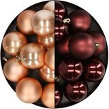 Merkloos / Sans marque Kaemingk B.V. Kunststof kerstballen 6 cm - 24 stuks - bruin tinten mix
