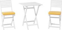 Beliani FIJI Bistroset pour 2 - Blanc/Jaune - Acacia - Résistant aux intempéries