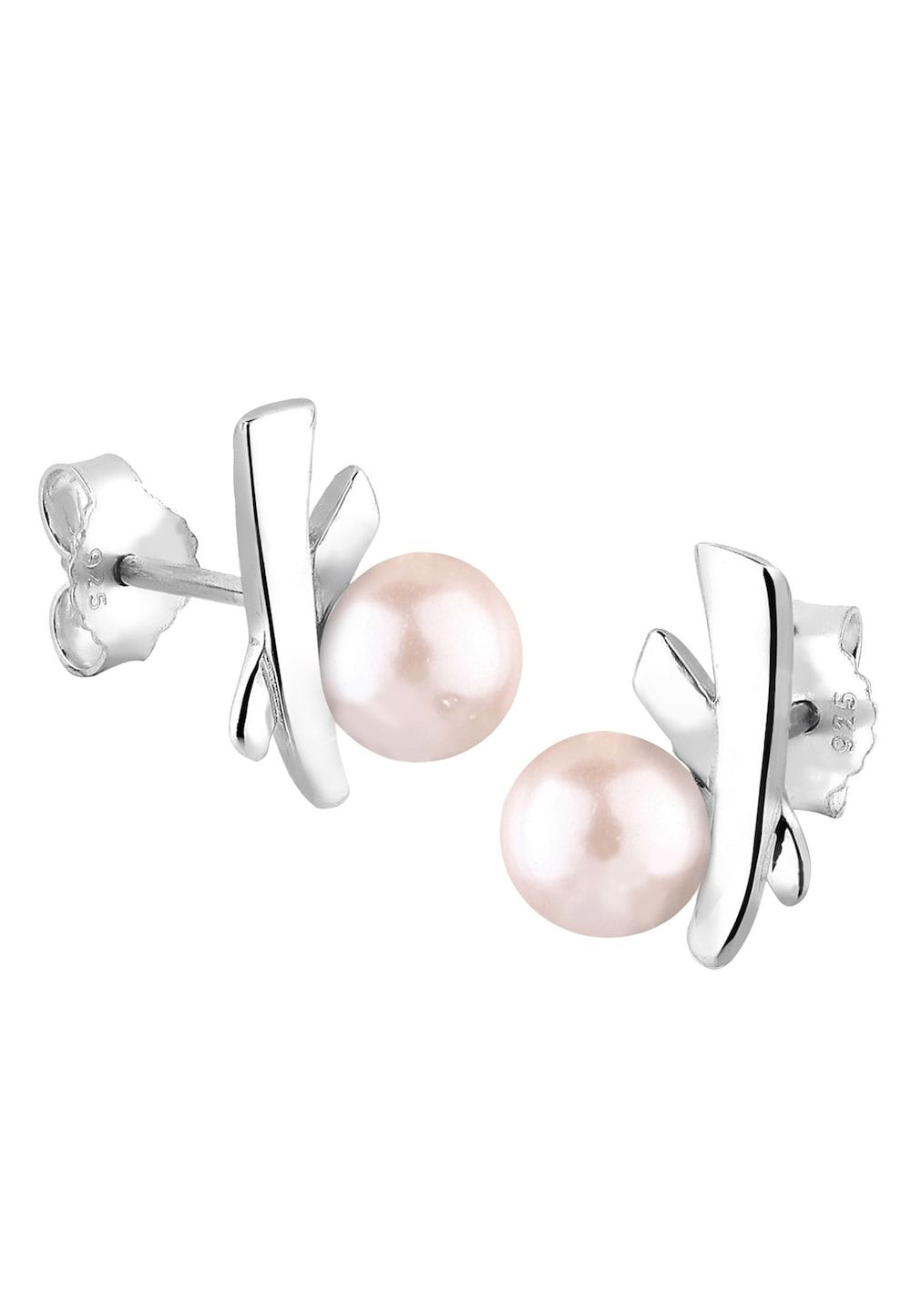 Elli Oorbellen Dames Kruisje Elegant met Zoetwater Gekweekte Parels in 925 Sterling Zilver