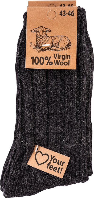 SOCKS4FUN Schapenwollen Sokken - 2 paar - Antraciet - Maat 35/38 - 100% Wol