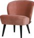 WOOOD Sara Fauteuil - Velvet - Oud Roze - Industrieel