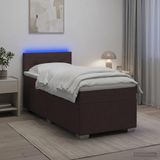 vidaXL Boxspringbed met matras en LED Donkerbruin 90 x 200 cm Stof