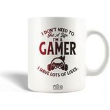 Keramieken mok maniacase, Quote ik hoef geen leven te krijgen ik ben een gamer ik heb heel veel levens Art Print