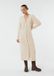 comma Jurk met lange mouwen, klassieke kraag, knoopsluiting, effen, beige, maat 42