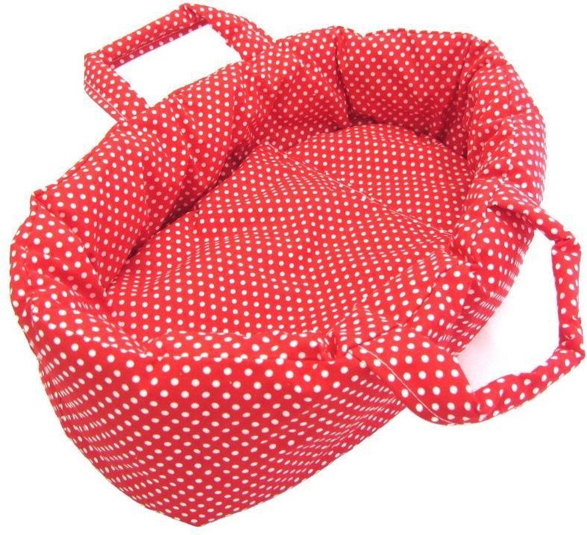 Coopexim Poppen reiswieg - Rood met witte stippen - 47 cm