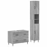 vidaXL - 2-delige - Badkamerkast - Set - HAARLEM - Grijs - Sonoma - Bewerkt - hout
