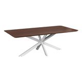QUVIO Eettafel Sofia - Rechthoekig - Witte kruispoot - FSC®-gecertificeerd mangohout - 180x90 cm - Bruin