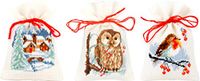VERVACO Borduurpakket Kruissteek Geurzakje WINTER SET VAN 3