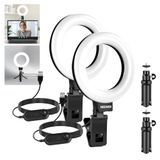 NEEWER Basics Ring Light 12,7 cm voor videoconferenties, set met 2 lampen om vast te klikken met bureaustatieven voor scherm, pc, zoomgesprekken, streaming, telewerk, online cursussen, video-opname, BR60