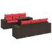VidaXL 7-delige Loungeset met kussens, poly rattan, acacia, bruin