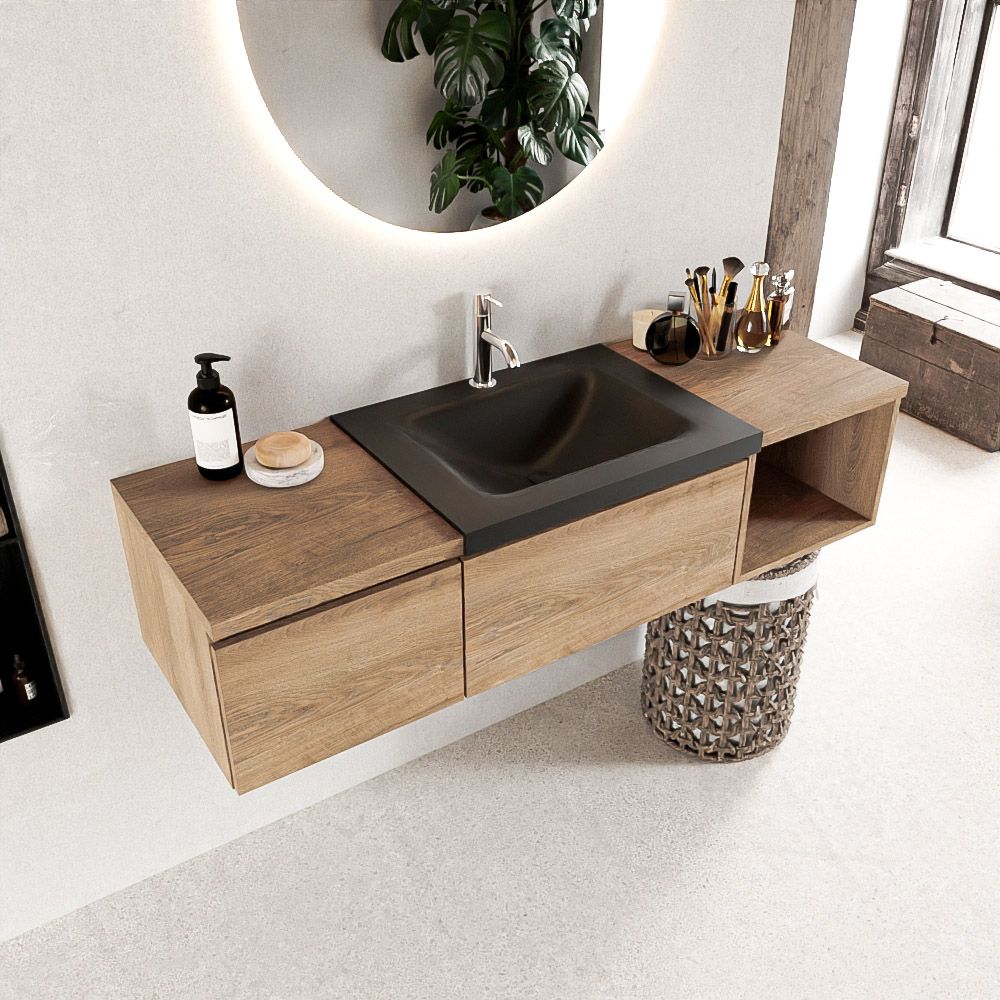 Mondiaz Bukla badmeubel rechts 140cm Washed Oak & Urban