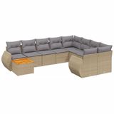 vidaXL Loungeset met Kussens, Poly Rattan, Beige