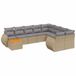 vidaXL Loungeset met Kussens, Poly Rattan, Beige
