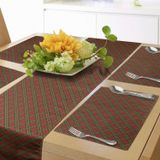 ABAKUHAUS Geruit Tafelloper & 4 Placemats, Ierse Tartan Kerst, Set voor Tafeldecoratie, 40 cm x 180 cm, Smaragdgroen Geel Rood