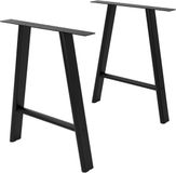 ML-Design Tafelpoten, set van 2, A-vorm met plat profiel 60x72 cm, van zwart staal