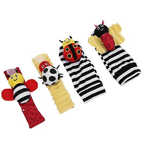 0.1 Baby zachte sok, heldere kleurrijke sok hangende speelgoed, pols rammelaars speelgoed, gemakkelijk voor baby kinderen thuis buitenshuis(A set of butterfly ladybug socks wrist 02)