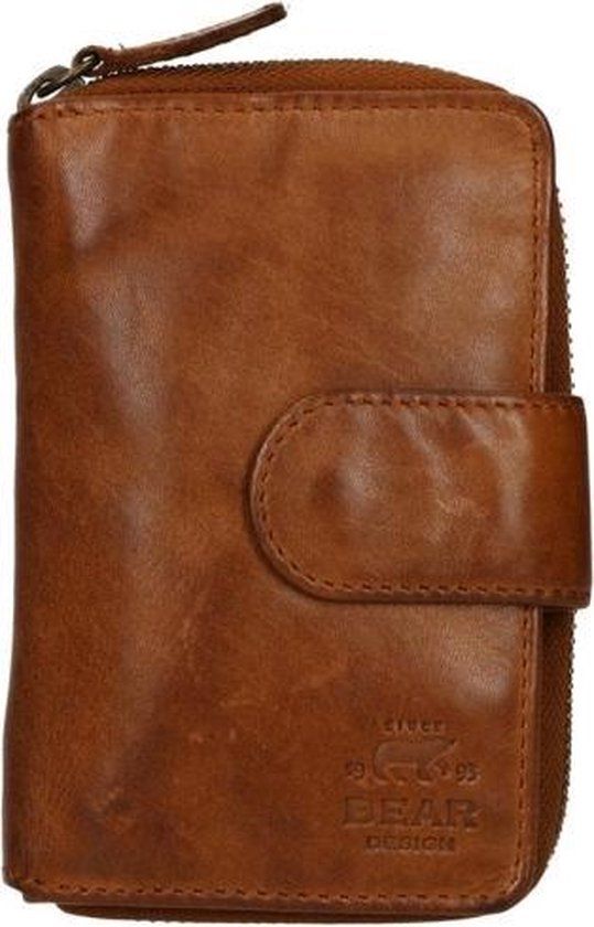 Bear Design Dames Portemonnee Cow Lavato Leer - Cognac - Ritsportemonnee