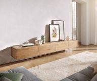 Meuble TV Wyatt 220 cm chêne naturel 4 tiroirs flottants