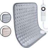 STAUS&BACH HeatMat - Elektrisch warmtekussen (100W) - 6 warmtestanden, timer, wasbaar - 30 x 40 cm fleece - Grijs