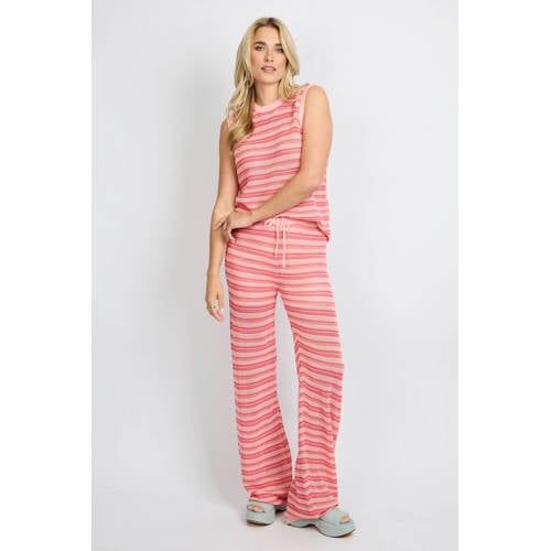 FLURESK Gestreepte Gebreide Broek Roze